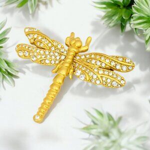 Vintage Swarovski Gold Tone Dragonfly Brooch/Pin